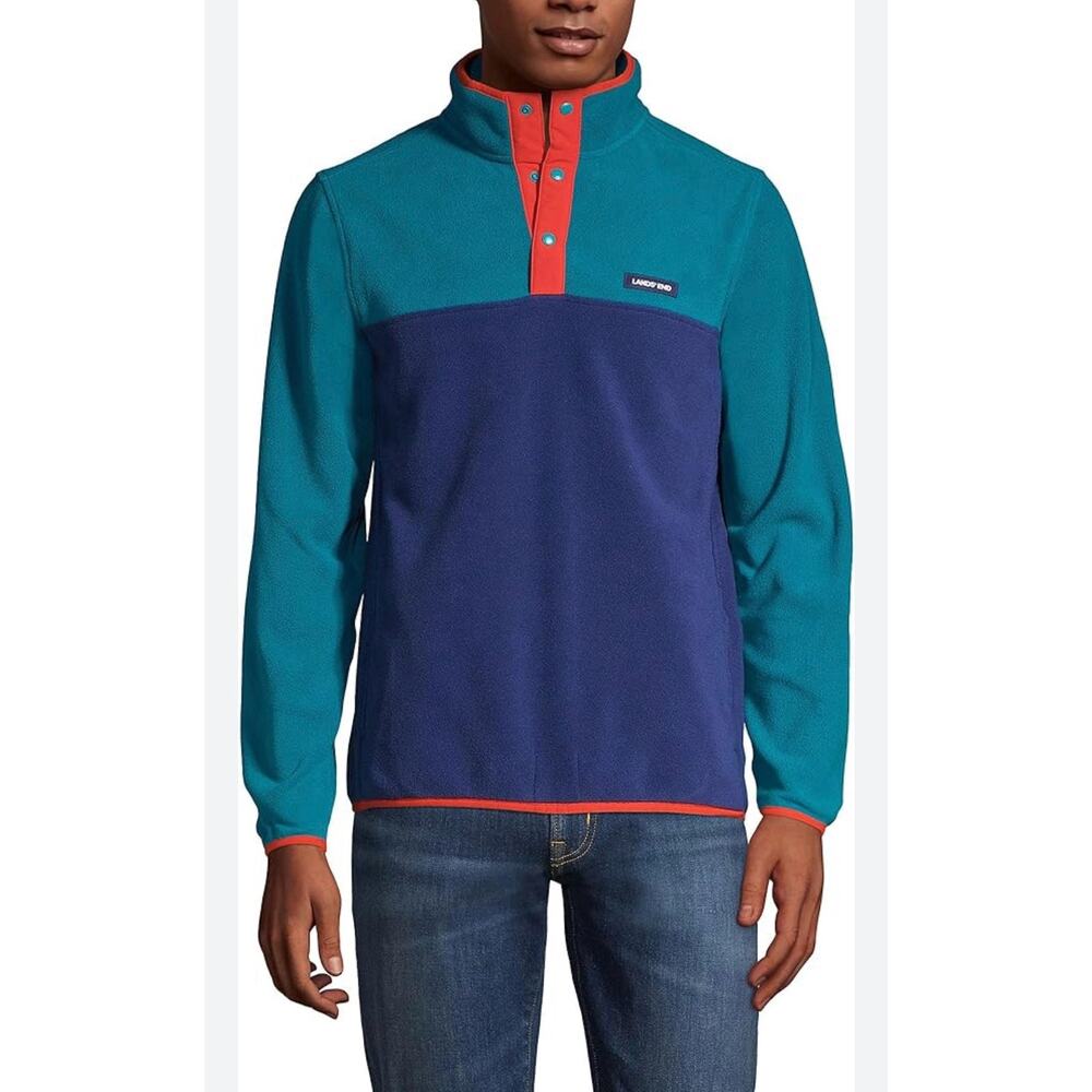 Land's End Oeko-Tex Standard 100 1/4 snap button fleece pullover Size Large